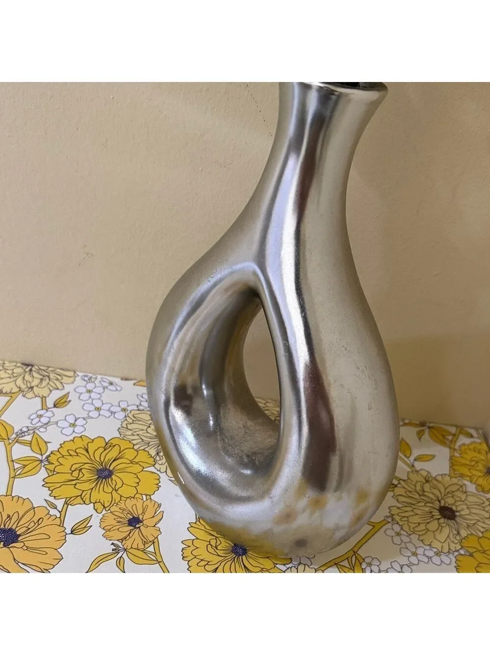 Modern Silver Vase White Floral Design | Cherry Blossoms in Silver Vase